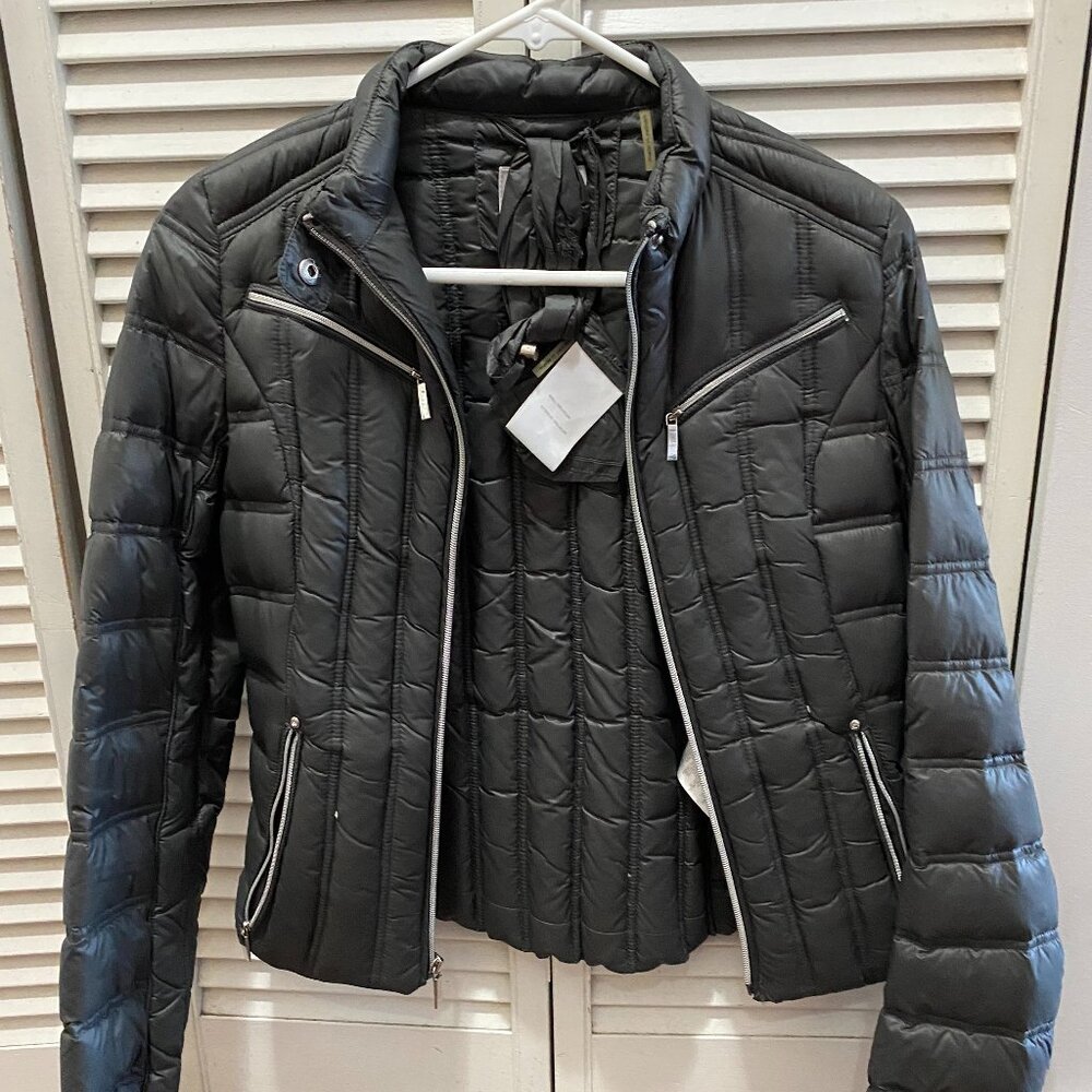 Moto style puffer jacket